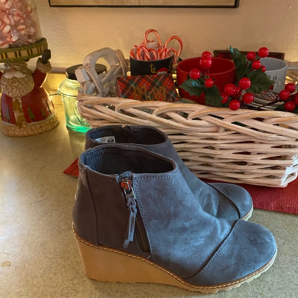 TOMS Grey Wedge Bootie